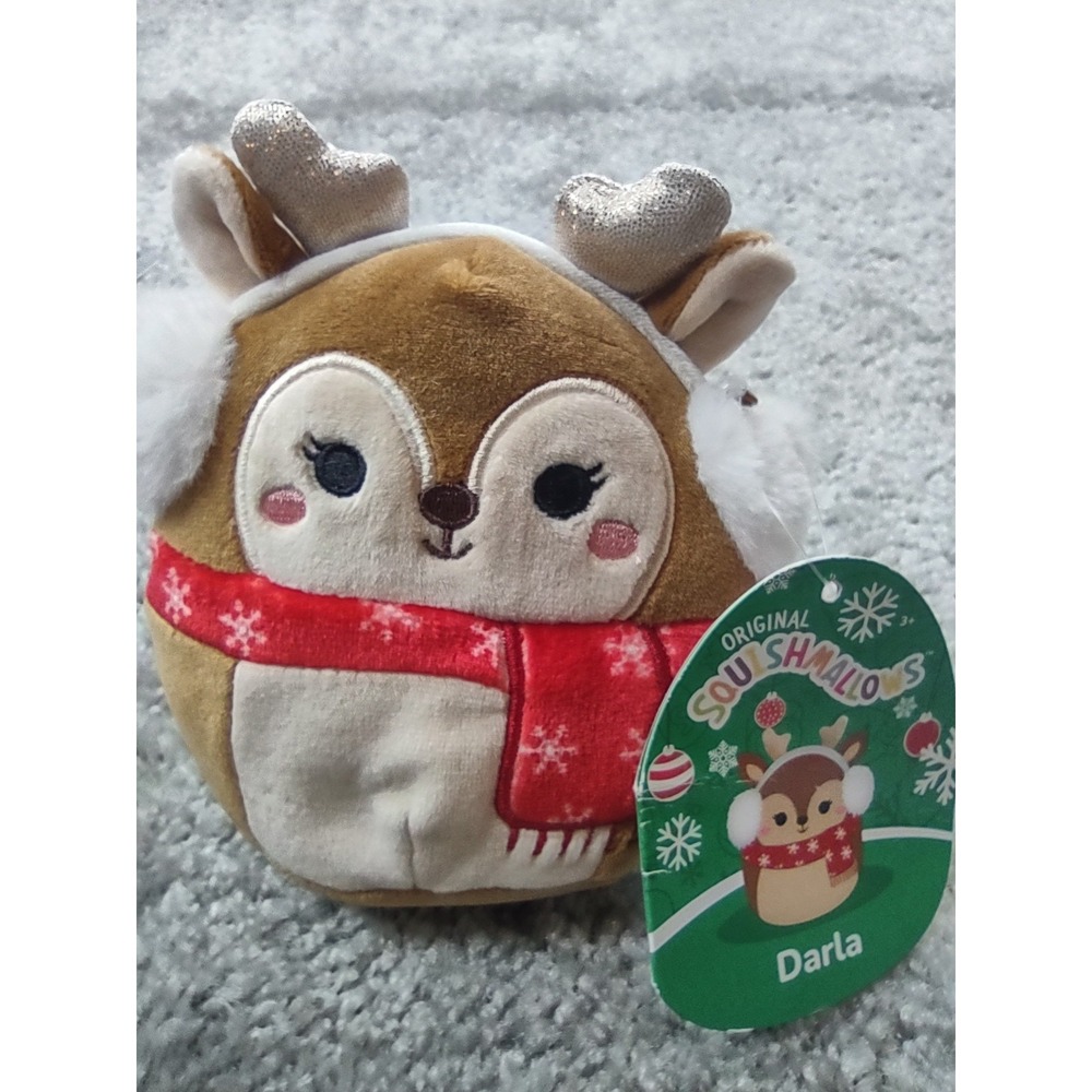 NWT Kellytoy Squishmallow Darla Holiday Reindeer 4.5" Christmas Plush Toy Kids‎